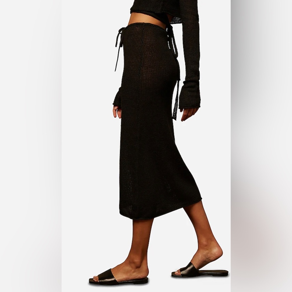 Onia Linen Midi Skirt in Black, NWT, Size M
